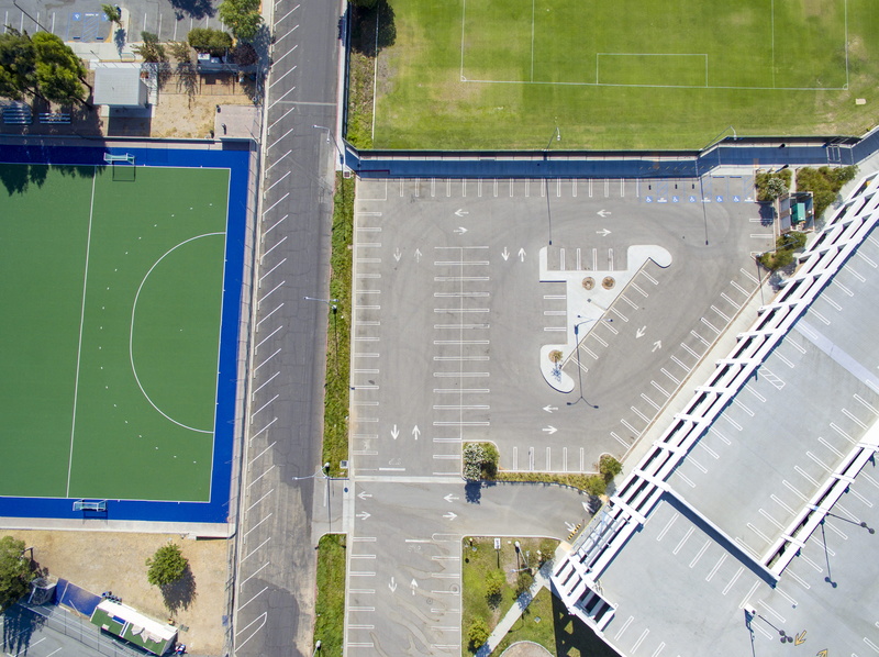 team sport, transportation, moorpark, moorpark coll, basketball, incidental people, city, aerial view, people, empty, aerial, built structure, playing field