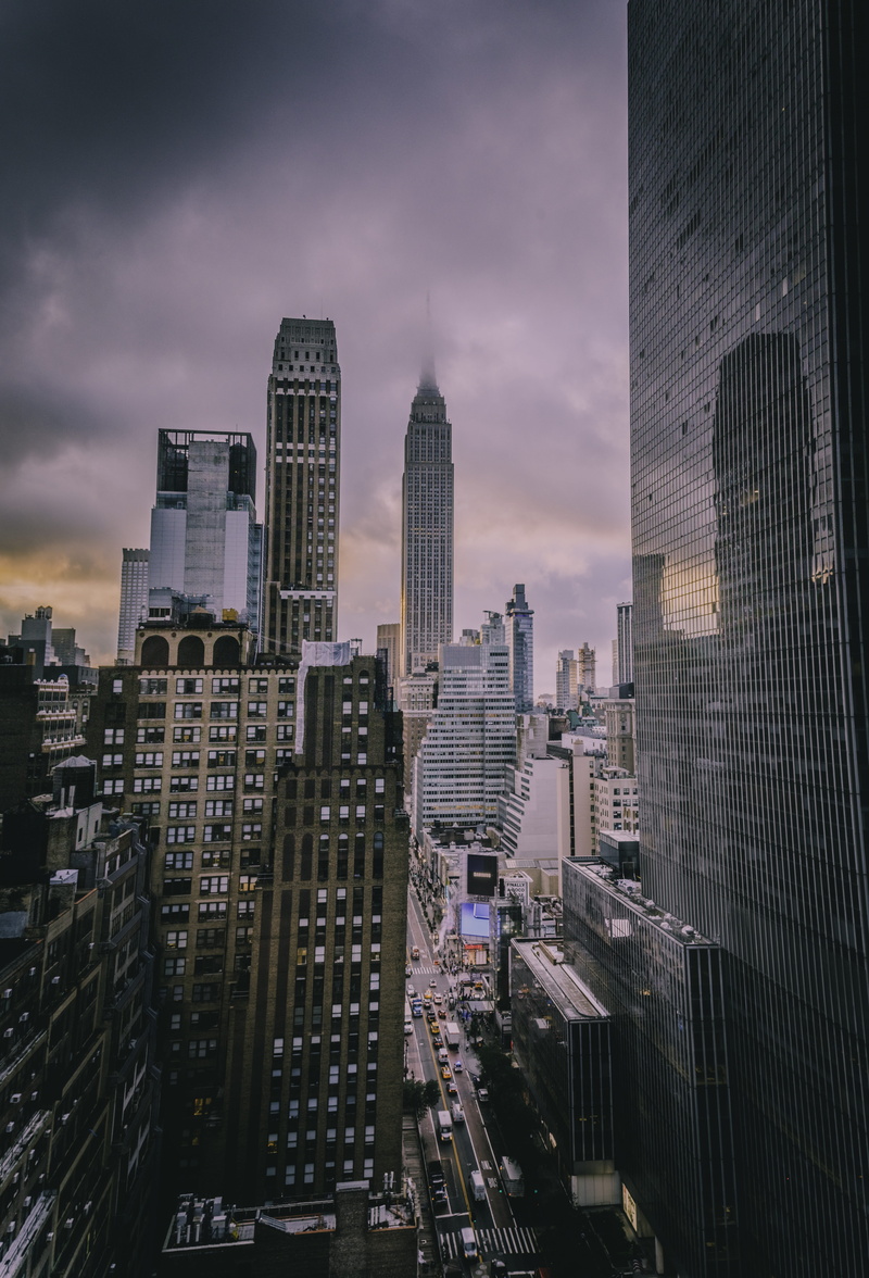 metropolis, no people, outdoors, urban, buildings, landscape, scenery, financial district, dusk, modern, urban skyline, tall - high, road, town, downtown district