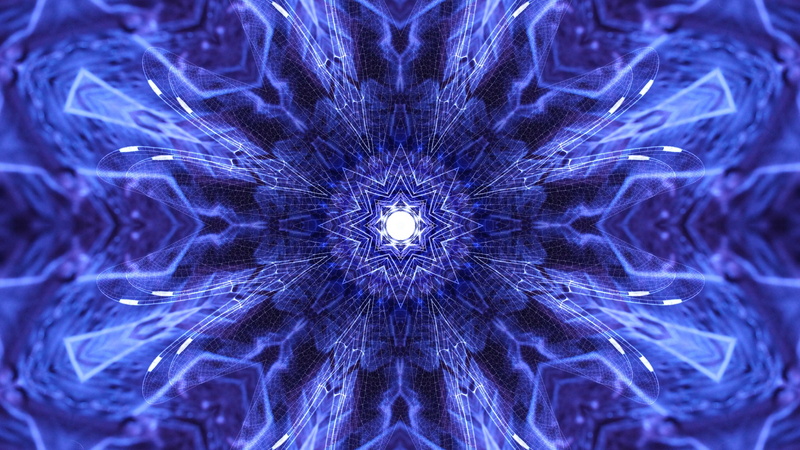 purple, indoors, abstract, blue, digital art, digital composite, fragility, kaleidoscope, close-up, backgrounds, psychedelic art, fractal art, electric blue
