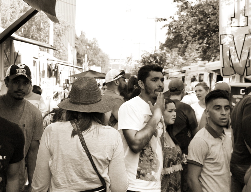 waist up, crowd, fair, hat, transportation, architecture, city life, mode of transportation, women, group of people, sephia, group, adult, street, day