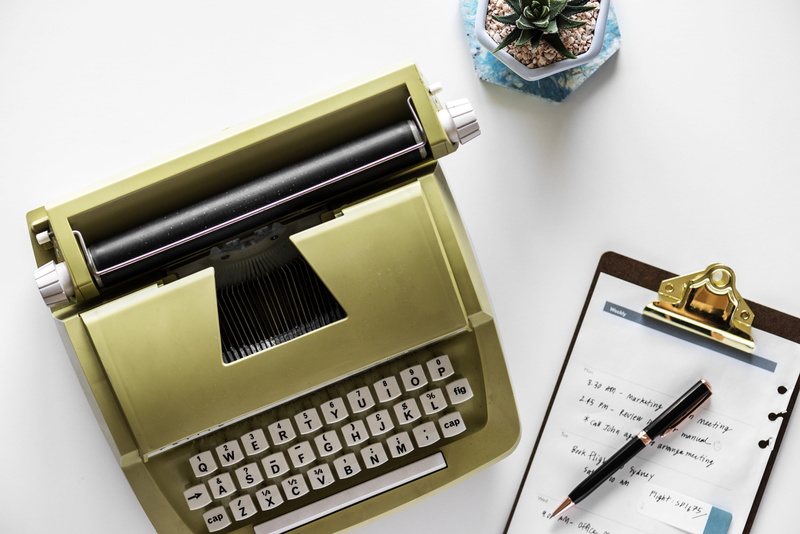 cut out, finance, white background, close-up, clip, flatlay, technology, yellow, 5K, typewriter, writer, pen, workspace, gold, note pad, beside, business