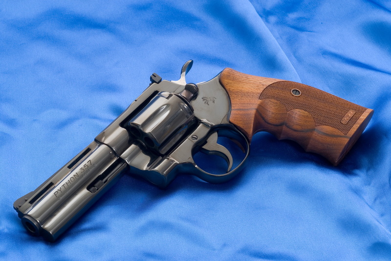  handgun, Weapons, textile, Background, Revolver, brown, gray, safety, Colt, Blue, government, no people, weapon, protection, indoors, crime