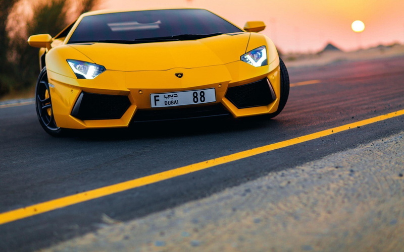 720P, sunset, aventador, lamborgini