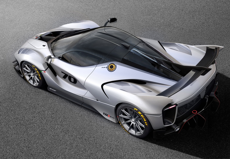 parking, silver colored, wheel, stationary, outdoors, 4K, transportation, 2018 cars, ferrari fxx k, road, day, 4k, street, black color, no people, high angle view