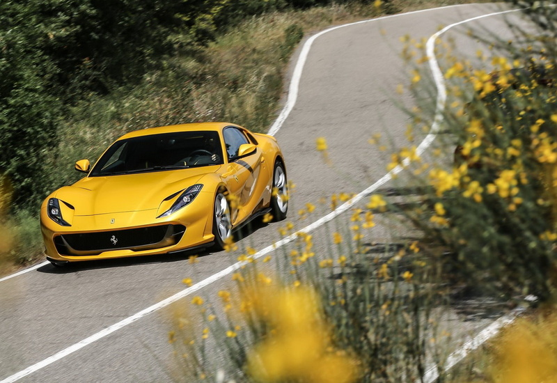 no people, superfast, motion, motor vehicle, city, plant, (2018), transportation, land vehicle, yellow taxi, road marking, ferrari, 720P, marking, yellow