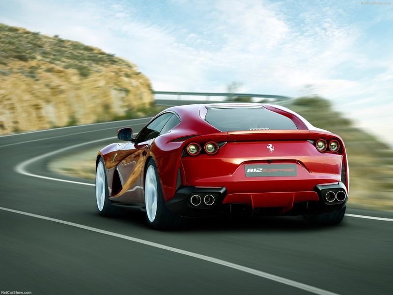 driving, ferrari, red, cloud - sky, mode of transportation, road, on the move, 812, land vehicle, sports car, travel, transportation, nature, 2017, motor vehicle