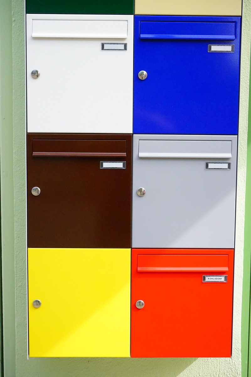 security, post, locker, yellow, document, safety, door, drawer, entrance, metal, built structure, 5K, house number, color, red, letter boxes, white, colorful