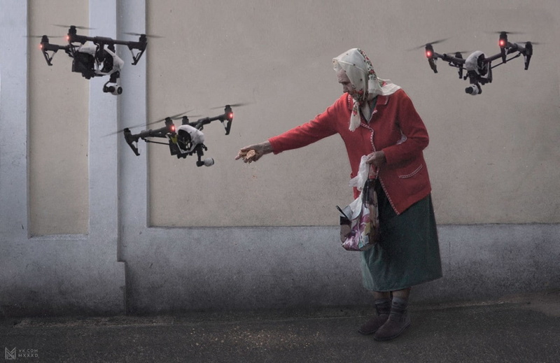 sport, security, two people, cookies, women, old people, standing, propeller, wall - building feature, flying, leisure activity, people, gun, drone, holding