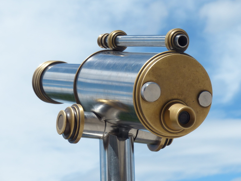 overview, outdoors, wide, tube, vision, viewpoint, gold, silver colored, lookout, photo, coin-operated binoculars, gold colored, colored, nature, blue