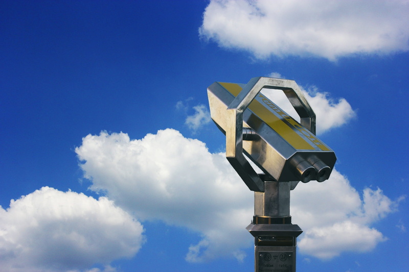 technology, binoculars, outlook, foresight, 1080P, day, surveillance, security, clouds, built structure, communication, street, telescope, low angle view