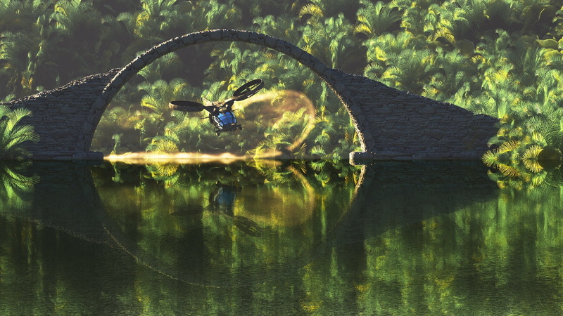 tree, lake, black, vertical, one person, waterfront, circle, built structure, blue, beauty in nature, standing water, plant, palm trees, helicopters, flying