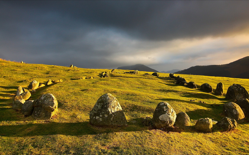 stone, meadows, landscape, the past, rock, ancient civilization, ruined, outdoors, ancient, non-urban scene, history, grass, beauty in nature