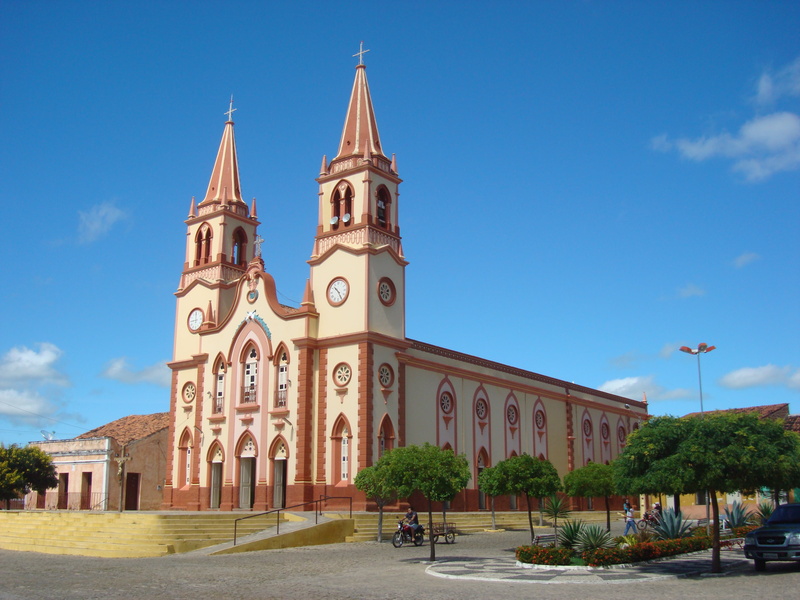 church, plant, sky, tree, built structure, belief, building exterior, tower, architecture, outdoors, blue, spire, array, lavras da mangabeira-ec, building