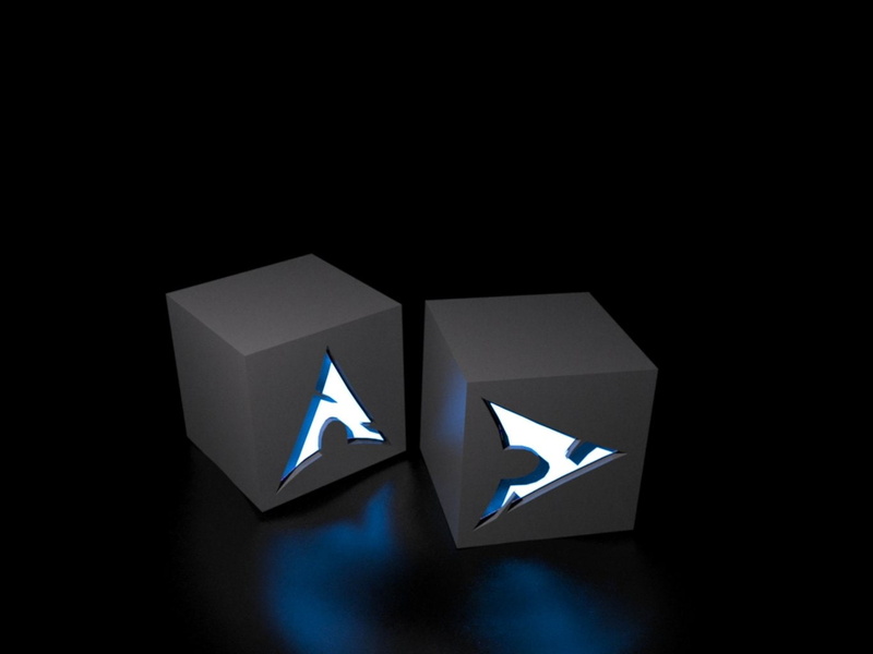 Blue, Dark, Arch Linux, Light, Linux, Cube, lamps, white, 720P, Technology