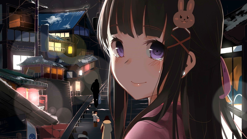 art, girl, monuments, black haired anime girl, anime, hd, architecture, black, 1920x1080 px, x, 1080P, haired, px