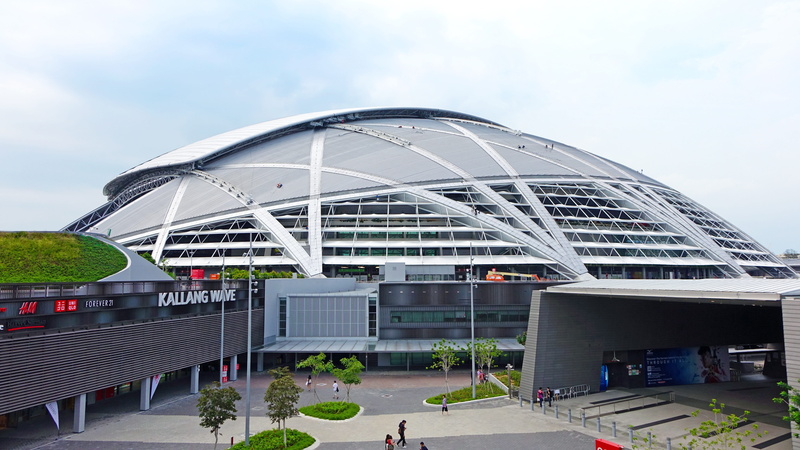connection, white, incidental people, modern, singapore sports hub, transportation, steel, building exterior, dome, business, outdoors, built structure