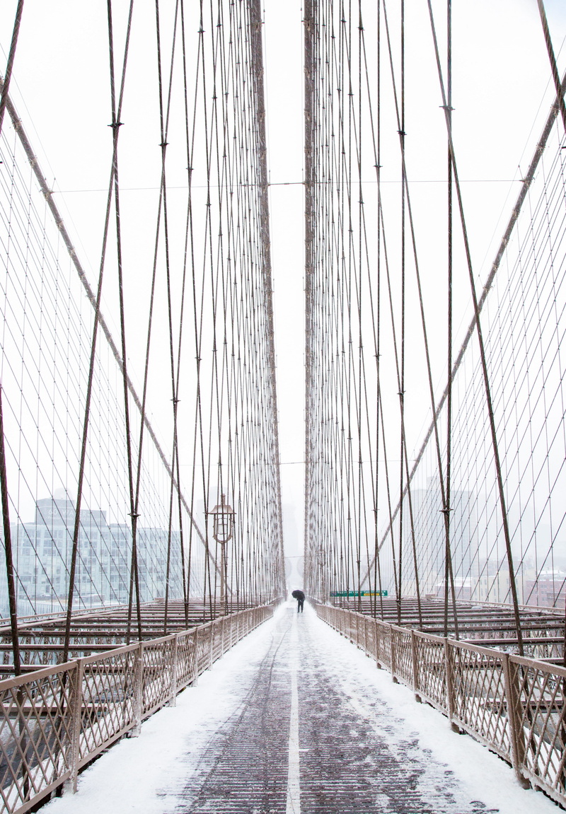 person, building, winter, the way forward, bridge - man made structure, connection, vanishing point, road, nature, steel, pillar, 5K, architecture, built structure