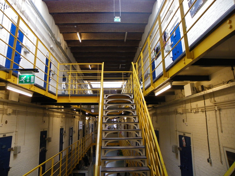 indoors, blokhuispoort, storage compartment, metal, built structure, wall - building feature, prison, industry, empty, illuminated, 4K, leeuwarden, railing