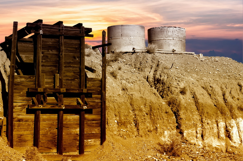 landscape, land, gold mine, sky, no people, storage compartment, 4K, sunlight, desert, shed, agriculture, abandoned, rock, day, field, cloud - sky, industry