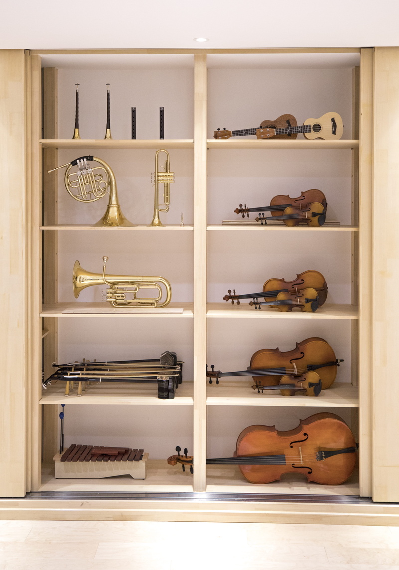 day, in a row, home interior, shelf, door, large group of objects, order, furniture, rack, entrance, music, shoe, Violin, wood - material, variation, Trumpet