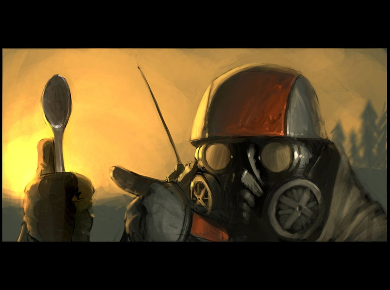 Military, 720P, Spoon, mask, gas, Gas Mask, person, painting