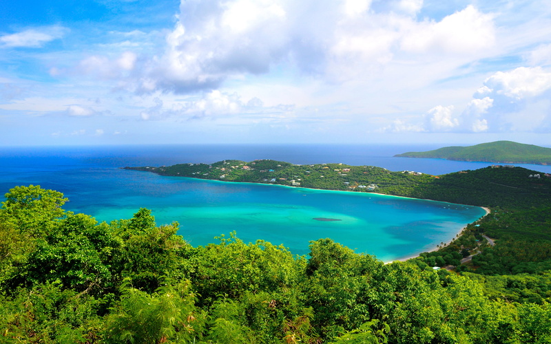 tranquility, green, non-urban scene, magens, tree, plant, tranquil scene, green color, idyllic, clouds, nikond5000, scenics - nature, day, ocean, usvirginislands