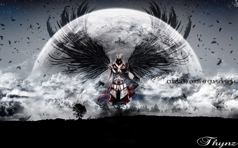 clouds, 720P, moon, desmond miles, assassins creed, wings, graphics