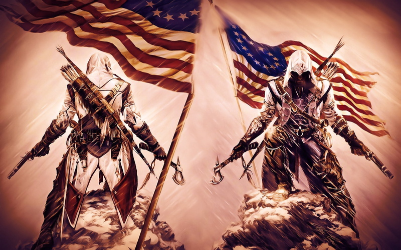 plant, 1080P, axe, uSA, s, patriotism, outdoors, assassins creed 3, close-up, sky, war, flag, day, symbol, assassin, american Flag, textile, pattern, american Culture