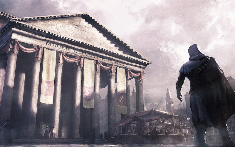 assassins creed, people, outdoors, house, 1080P, statue, spirituality, urban Scene, day, travel destinations, sky, human representation, picture