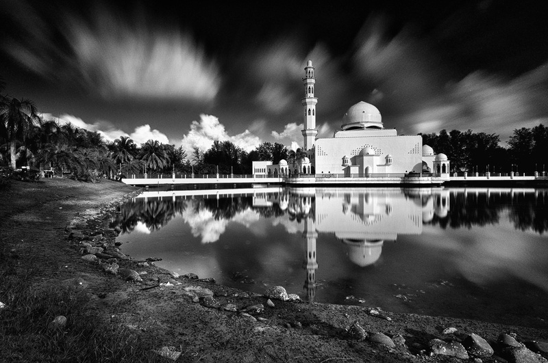 trees, history, the past, mosque, beach, 4K, architecture, nature, cloud, river, dome, tourism, landscape, no people, travel, religion, motion, cloud - sky