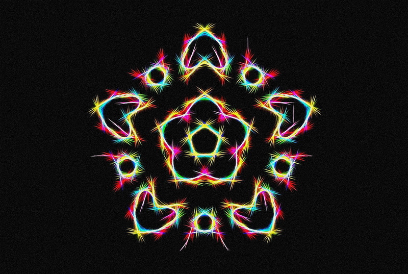picture, figure, 2K, canvas, fractal, star, acrylic paint, black background, abstraction, fantasy, mandala