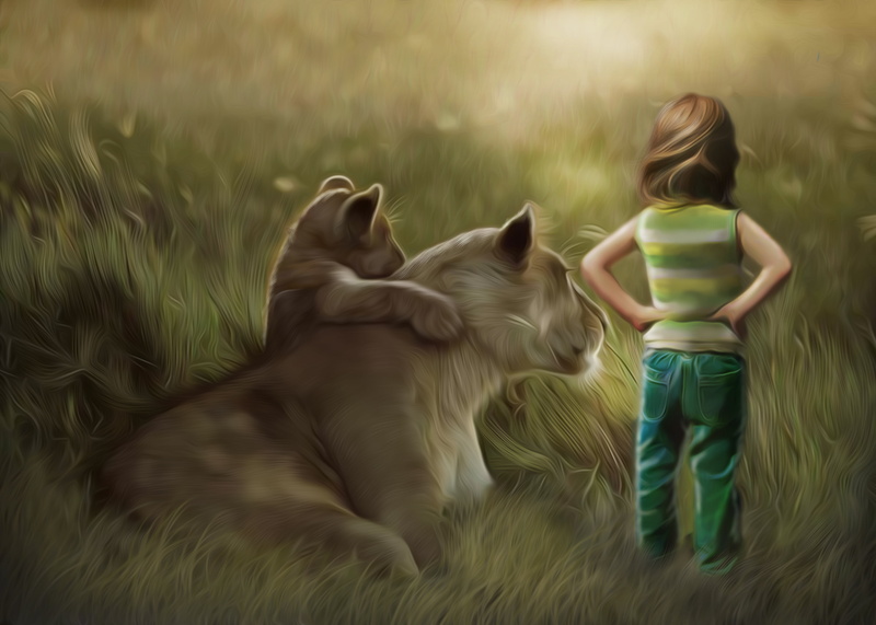 fun, nature, joy, 2K, teenage Girls, innocence, happiness, beautiful, lion, blond Hair, cheerful, caucasian Ethnicity, childhood, illustration, real people