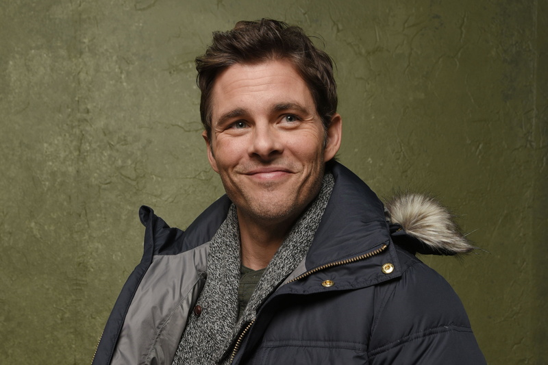 Larry Busacca, wall, 2K, James Marsden, scarf, smile, background, jacket, photoshoot, actor, portrait