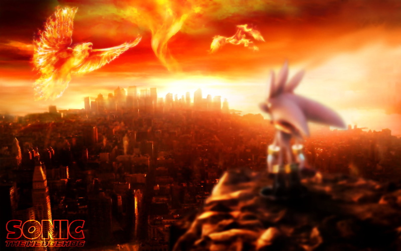outdoors, travel destinations, 1080P, Silver the Hedgehog, burning, cityscape, nature, Sonic the Hedgehog (2006), city life, orange color, flame, sky