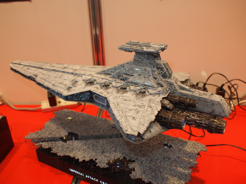 belief, scale model, metal, built structure, gray, art and craft, aircraft, no people, 4K, wall - building feature, table, religion, Star Destroyer, high angle view