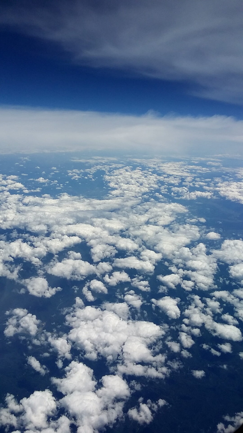 cloud - Sky, meteorology, blue, airplane, outdoors, stratosphere, scenics - nature, weather, Cloud, scenics, high Up, no people, cumulus Cloud, beauty in nature