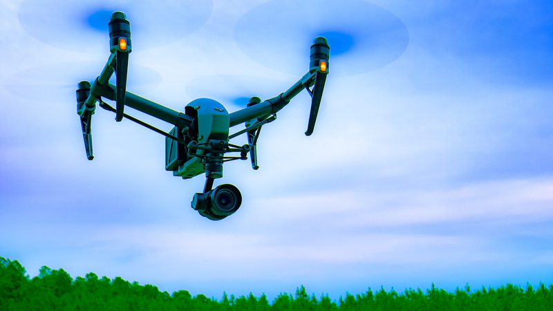 drone, cloud - sky, quadrocopter, aircraft, gimbal, dji, field, speed, mode of transportation, landscape, green color, flying, outdoors, transportation