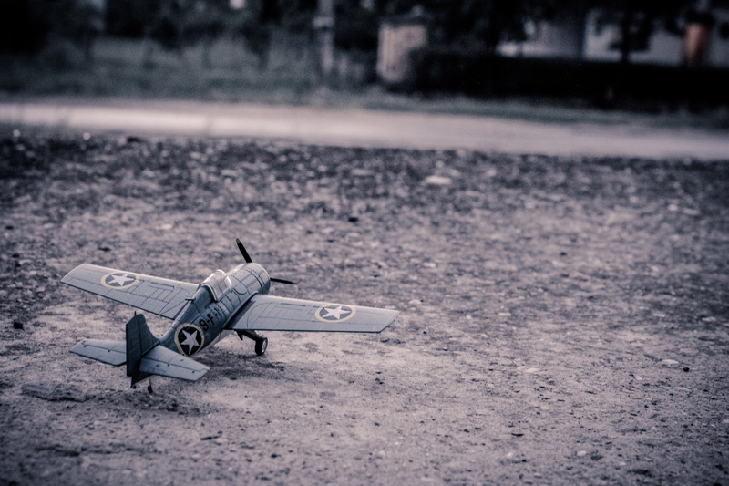 nature, model airplane, park - man made space, aircraft, biplane, scale, fighter, absence, grey, retro, 4K, focus on foreground, abandoned, military, model