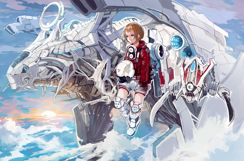 mech, cloud - sky, leisure activity, teenager, portrait, childhood, standing, real people, anime girls, day, men, transportation, mode of transportation