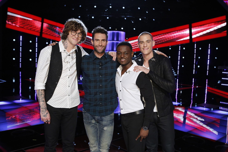 arm around, young adult, adam, three quarter length, the voice, young men, front view, males, finale, mature men, group of people, damien lawson, togetherness