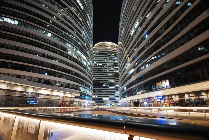 motion, beijing, outdoors, lighting equipment, city life, skyscraper, blurred motion, china, line, 4K, building, commercial, architecture, office, wangjing
