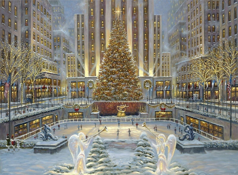 night, representation, modern, city, tree, garlands, statue, december, spirituality, architecture, digital, year, skating, no people, holiday