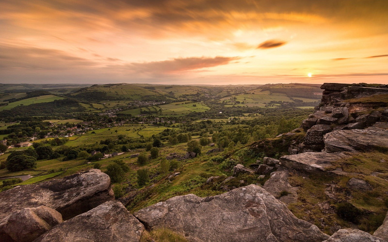outdoors, hills, brown, non-urban scene, tranquil scene, sunset, nature, cloud - sky, tranquility, landscape, idyllic, board, orange color, scenics - nature