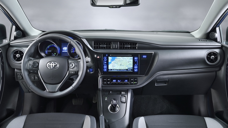 interior., hatchback, black, gray, interior, car, hybrid, blue, Toyota auris, toyota, 8K