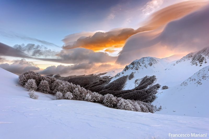 clouds, 1080P, snow, winter, the sky, Italy, The Apennine mountains