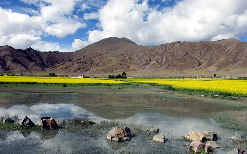 reflection, river, water, plateau, scenics - nature, mountains, summer, grass, mountain, himalayas, sky, idyllic, meadow, 2K, mountain Range, blue, beauty In Nature