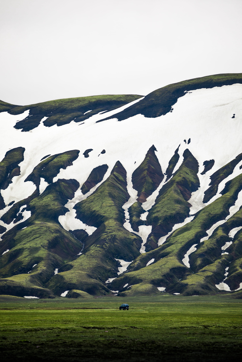 travel, alpine, iceland, scenics, nature, castelluccio, small, van, mountain, hill, scale, ridge, summer, mountain Range, grey, volcanic, valley, car, no People