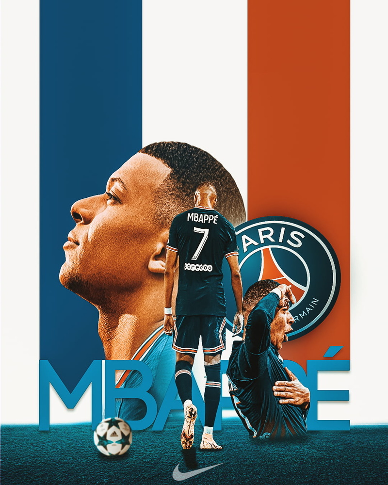 Paris Saint-Germain, 720P, P.S.G., Photoshop, Kylian Mbappe, graphic design, France