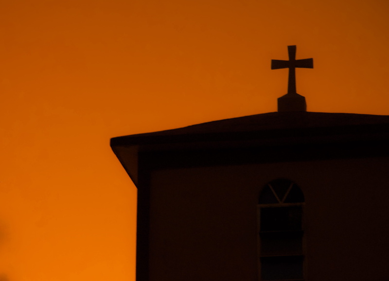 cross, dawn, architecture, puerto rico, humacao, forgiveness, outdoors, building, religion, no people, tower, red sky, religious equipment, orange color