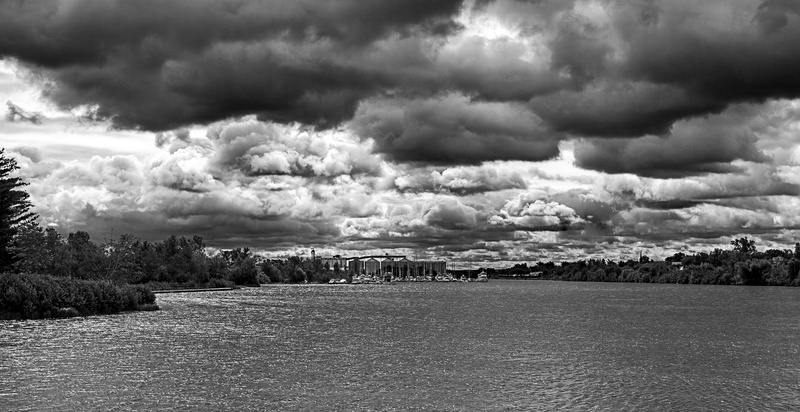 scenics, nature, concrete, cloud  lake, city, outdoors, landscape, white  sky, scape, black And White, water, cloudscape, cloud - Sky, lake superior, weather